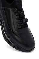 Erkek Siyah Bağcıklı Kalın Tabanlı Deri Casual Sneaker | Derimod