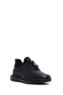 Erkek Siyah Bağcıklı Kalın Tabanlı Deri Casual Sneaker | Derimod