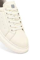Erkek Beyaz Bağcıklı Kalın Tabanlı Deri Sneaker | Derimod