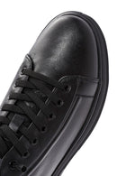 Erkek Siyah Bağcıklı Deri Sneaker | Derimod