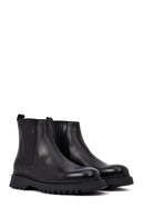 Men's Black Thick-Soled Leather Chelsea Boot | Derimod