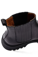 Men's Black Thick-Soled Leather Chelsea Boot | Derimod