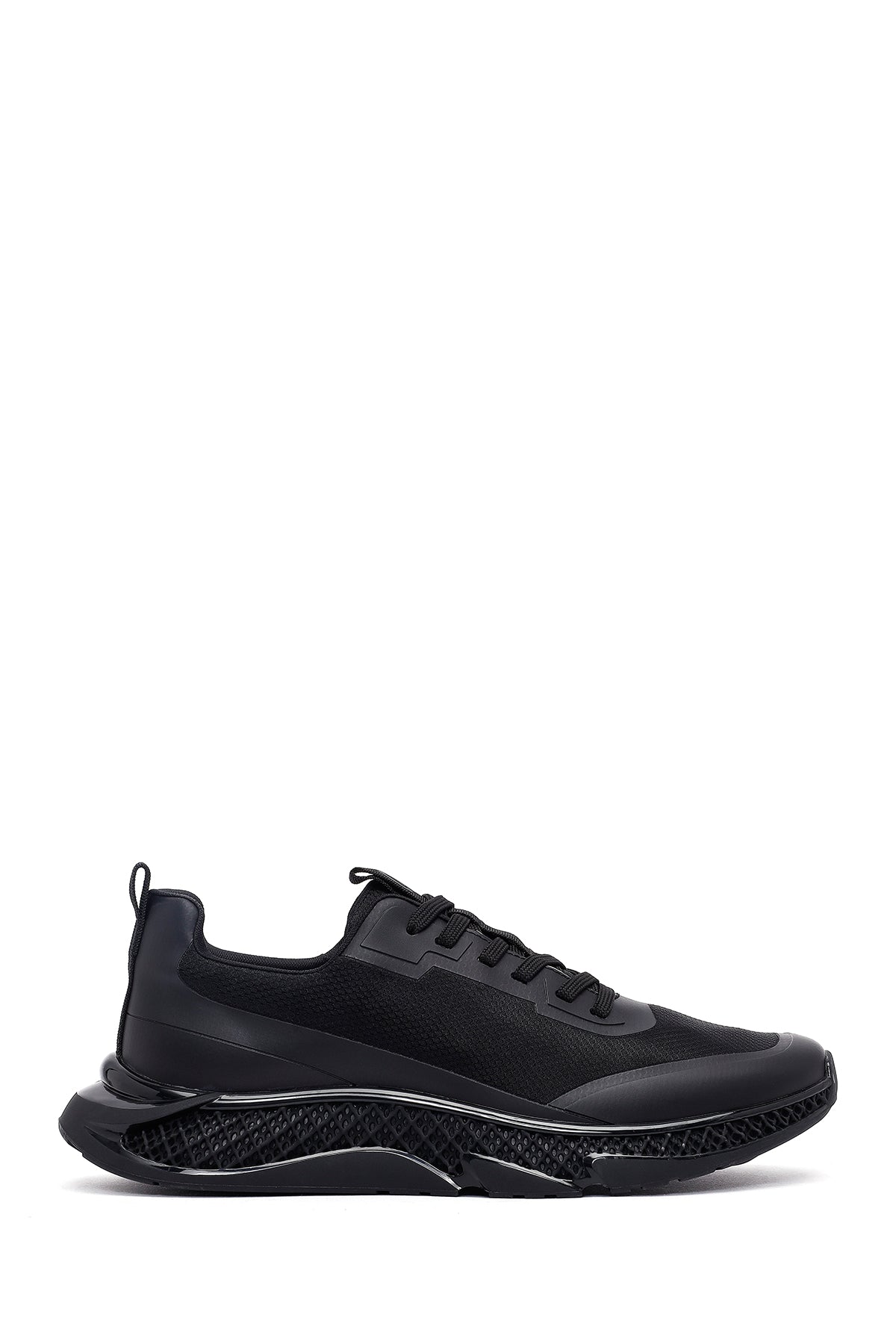 Erkek Siyah Bağcıklı Kalın Tabanlı Kumaş Sneaker 25WFD69446F | Derimod