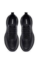 Erkek Siyah Bağcıklı Kalın Tabanlı Kumaş Sneaker | Derimod