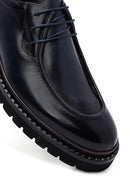 Men's Navy Blue Lace-Up Thick-Soled Leather Casual Shoes | Derimod