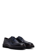 Men's Navy Blue Lace-Up Thick-Soled Leather Casual Shoes | Derimod
