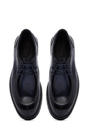 Men's Navy Blue Lace-Up Thick-Soled Leather Casual Shoes | Derimod