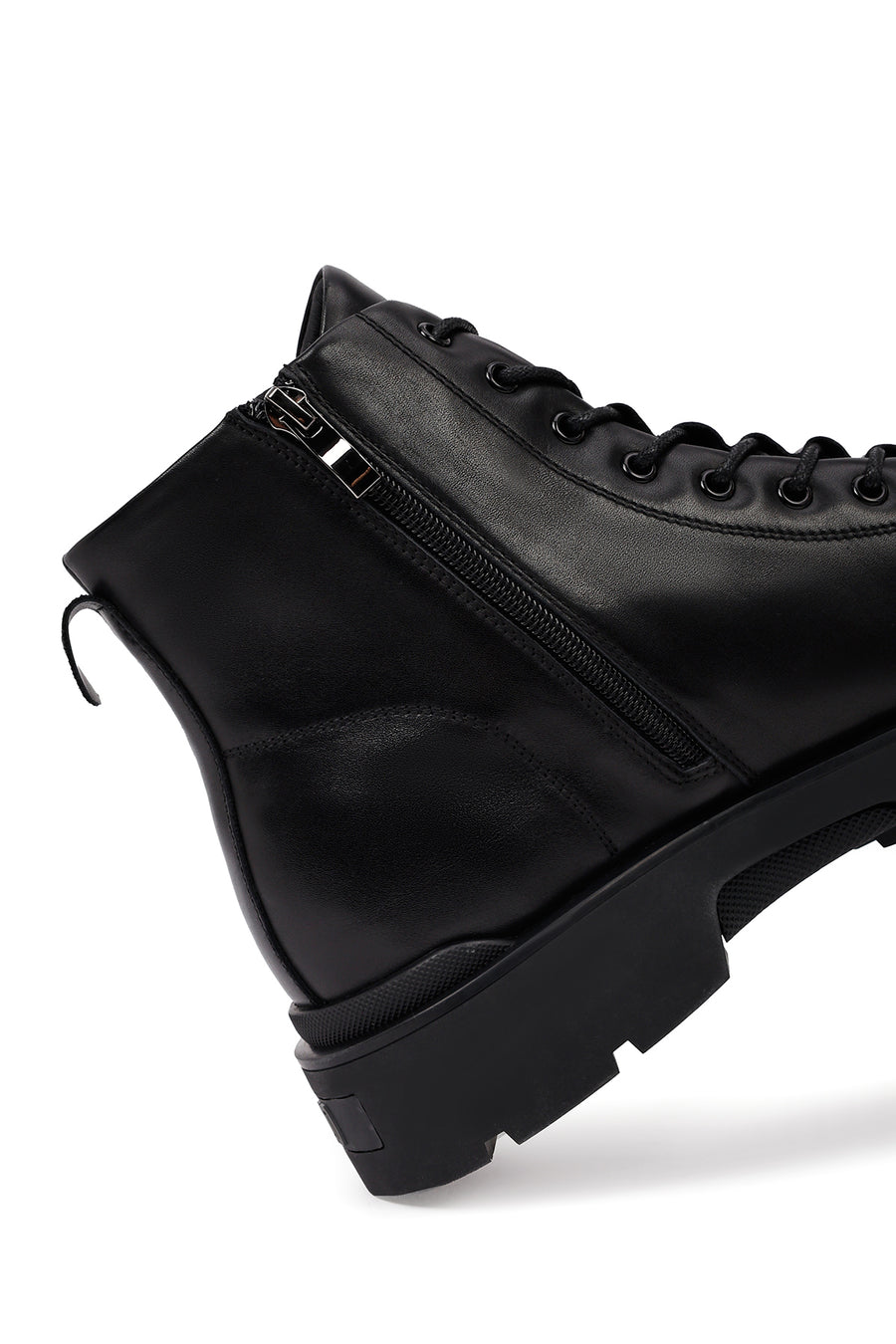 Men's Black Zippered Leather Casual Boot