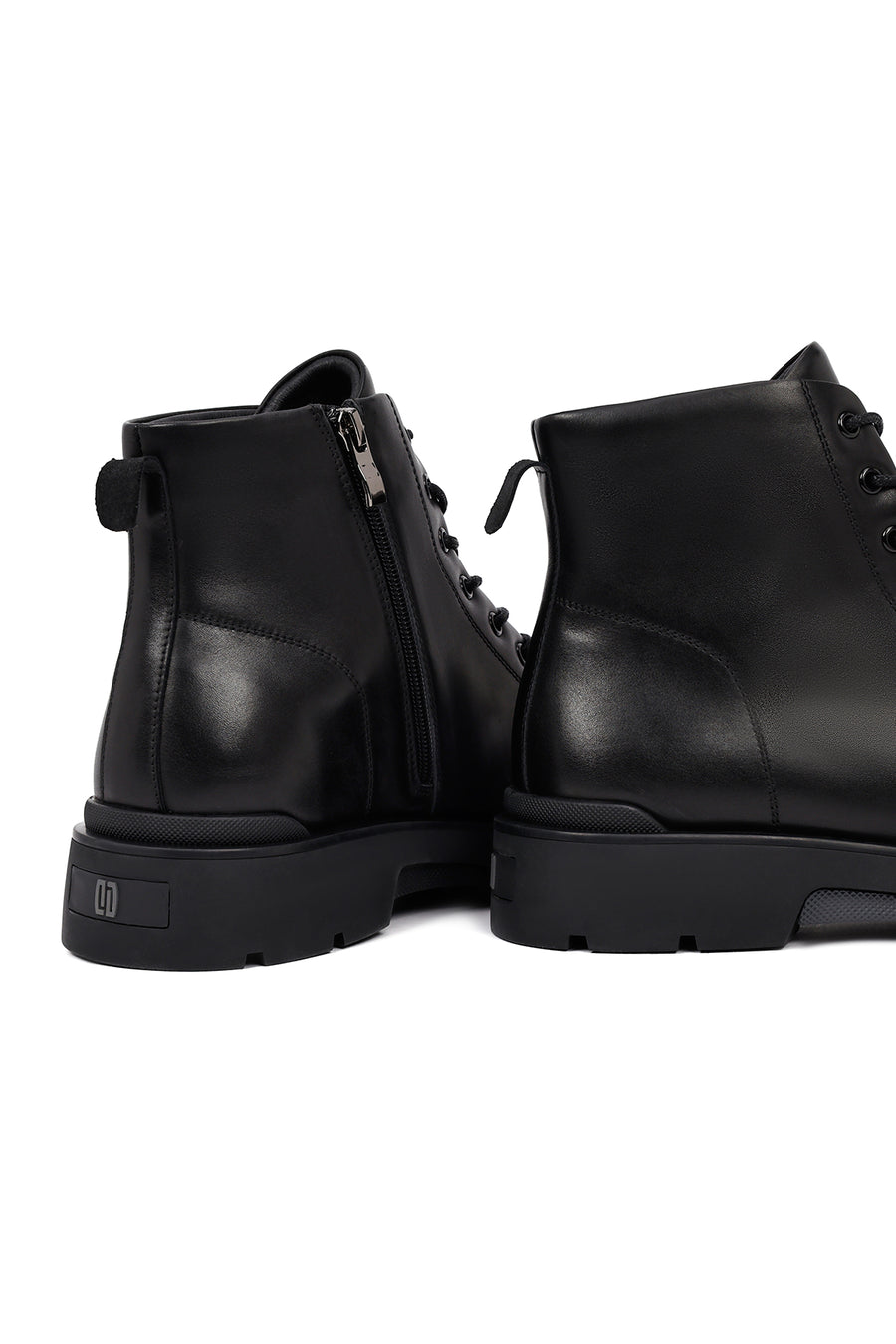 Men's Black Zippered Leather Casual Boot