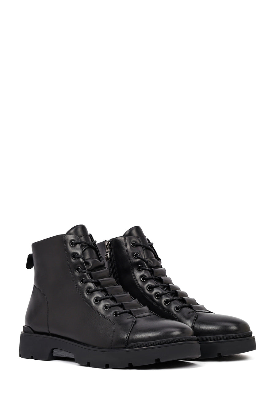 Men's Black Zippered Leather Casual Boot