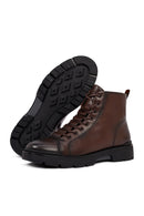 Men's Brown Zipper Leather Casual Boot | Derimod
