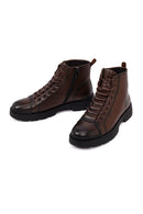 Men's Brown Zipper Leather Casual Boot | Derimod