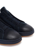 Men's Navy Blue Lace-Up Nubuck Leather Sneakers | Derimod