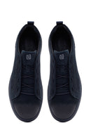 Men's Navy Blue Lace-Up Nubuck Leather Sneakers | Derimod