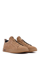 Men's Mink Laced Nubuck Leather Sneakers | Derimod