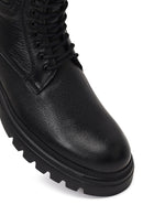 Men's Black Zippered Thick-Soled Leather Boots | Derimod