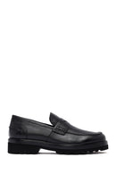 Male Black Leather Casual Loafers | Derimod