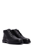 Men's Black Zippered Leather Boat | Derimod