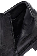 Men's Black Zippered Leather Boat | Derimod