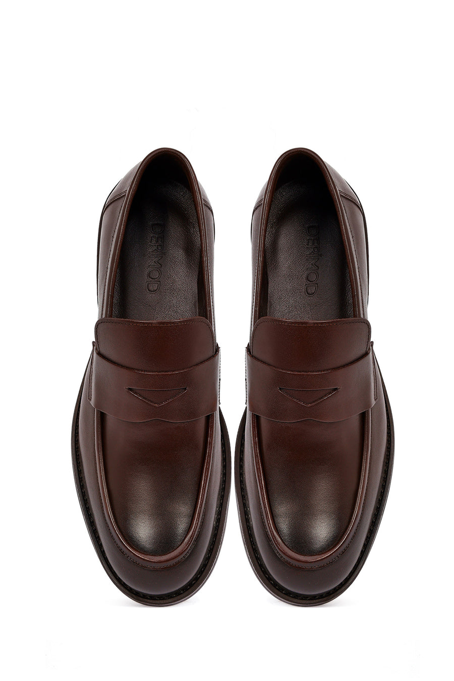 Erkek Kahverengi Deri Klasik Loafer