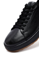 Men's Black Lace-Up Thick Sole Leather Sneakers | Derimod