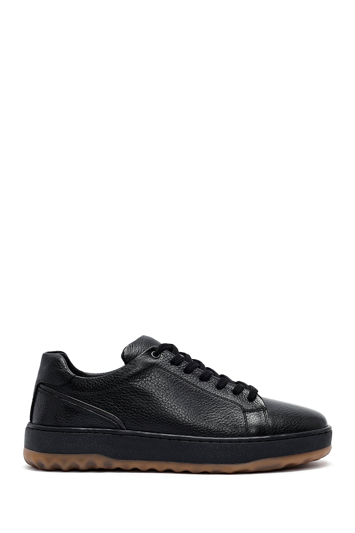Men's Black Lace-Up Thick Sole Leather Sneakers 25WFD7602FT | Derimod