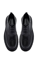 Men's Black Lace-Up Thick-Soled Leather Casual Shoes | Derimod