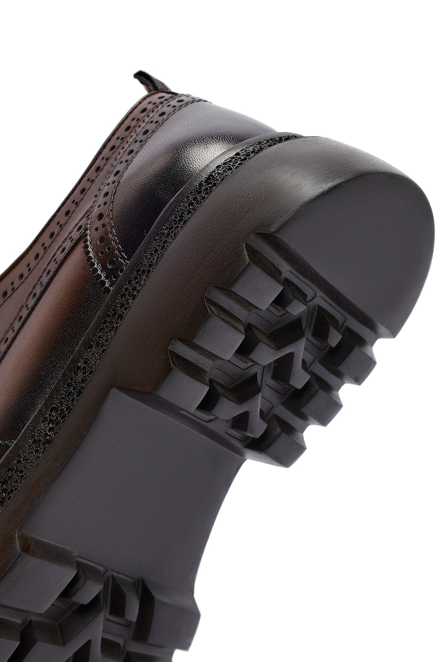 Men's Brown Lace-Up Thick-Soled Leather Casual Shoes