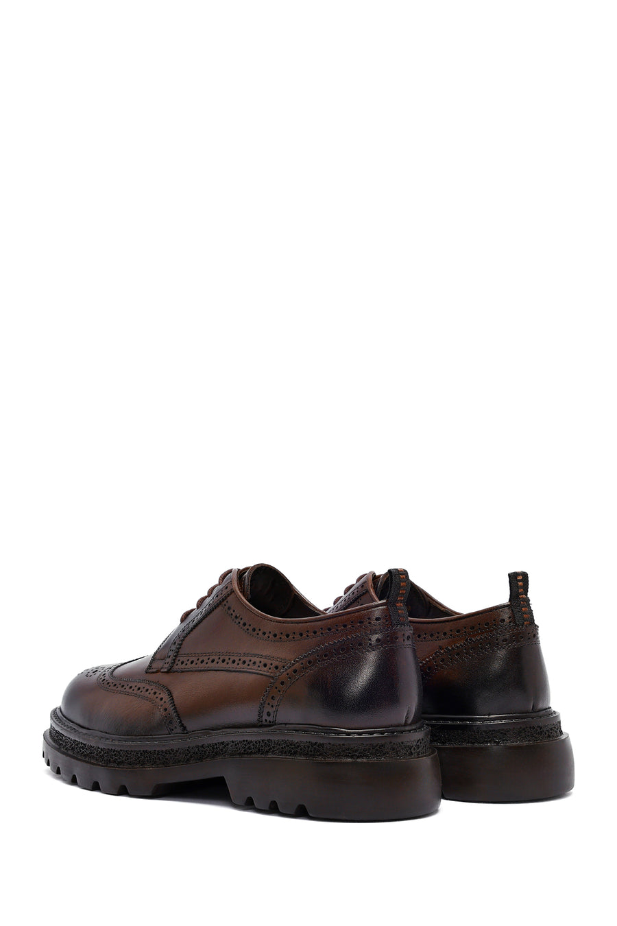 Men's Brown Lace-Up Thick-Soled Leather Casual Shoes