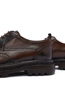 Men's Brown Lace-Up Thick-Soled Leather Casual Shoes | Derimod