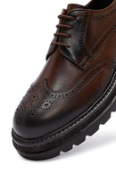 Men's Brown Lace-Up Thick-Soled Leather Casual Shoes | Derimod