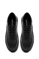 Erkek Siyah Bağcıklı Deri Sneaker | Derimod
