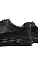 Erkek Siyah Bağcıklı Deri Sneaker | Derimod