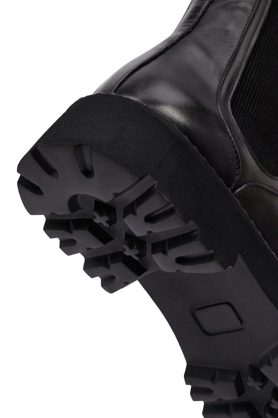 Men's Black Thick-Soled Leather Chelsea Boot