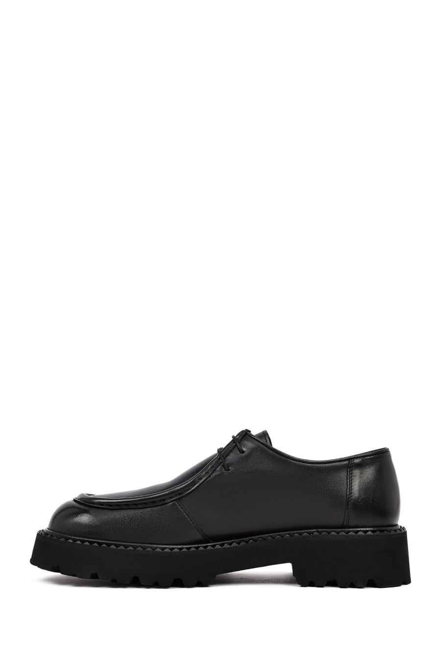 Men's Black Lace-Up Thick-Soled Leather Casual Shoes