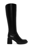 Woman Black Zippered Thick Heeled Boots | Derimod
