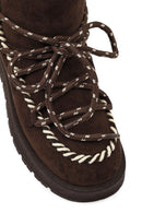 Women's Brown Lace-up Chunky Sole Suede Teddy Boots | Derimod