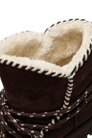 Women's Brown Lace-up Chunky Sole Suede Teddy Boots | Derimod