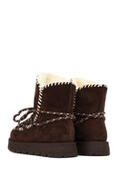 Women's Brown Lace-up Chunky Sole Suede Teddy Boots | Derimod