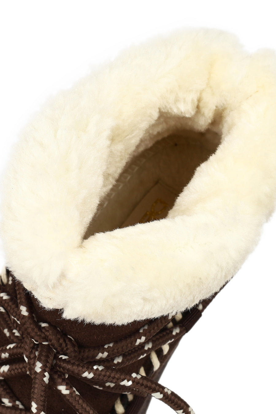 Women's Brown Lace-up Chunky Sole Suede Teddy Boots
