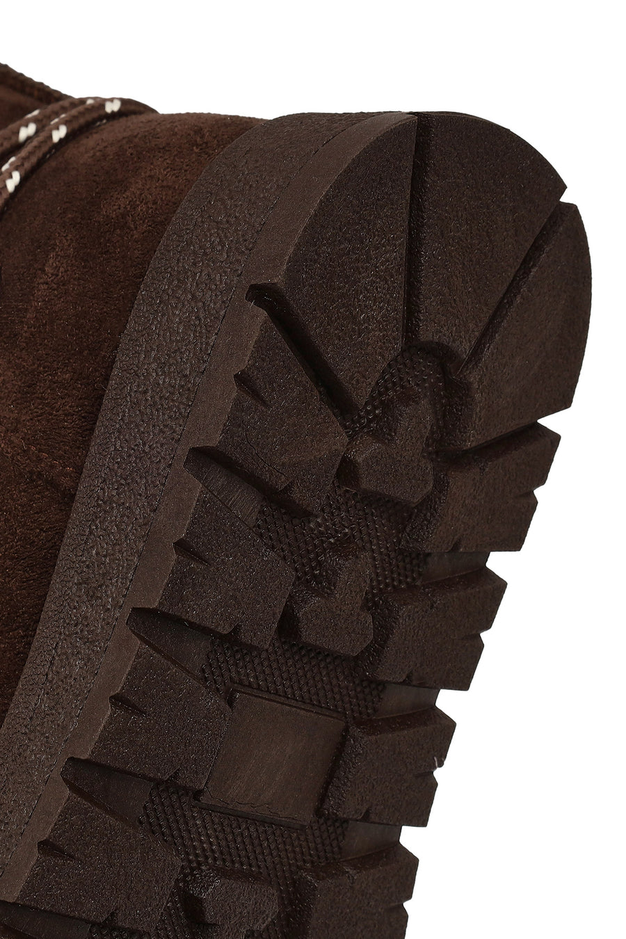 Women's Brown Lace-up Chunky Sole Suede Teddy Boots