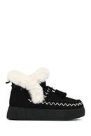 Women's Black Chunky Sole Tassel Suede Teddy Boots | Derimod