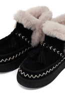 Women's Black Chunky Sole Tassel Suede Teddy Boots | Derimod