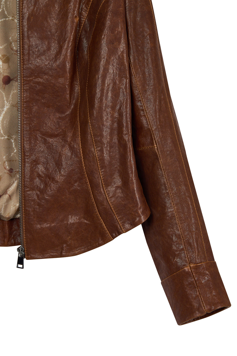 Brazil Woman Whisky Mandarin Collar Short Leather Jacket