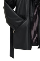 Scarlet Woman Black Fur Collar Leather Coat | Derimod