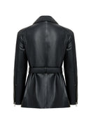 Scarlet Woman Black Fur Collar Leather Coat | Derimod