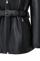 Scarlet Woman Black Fur Collar Leather Coat | Derimod