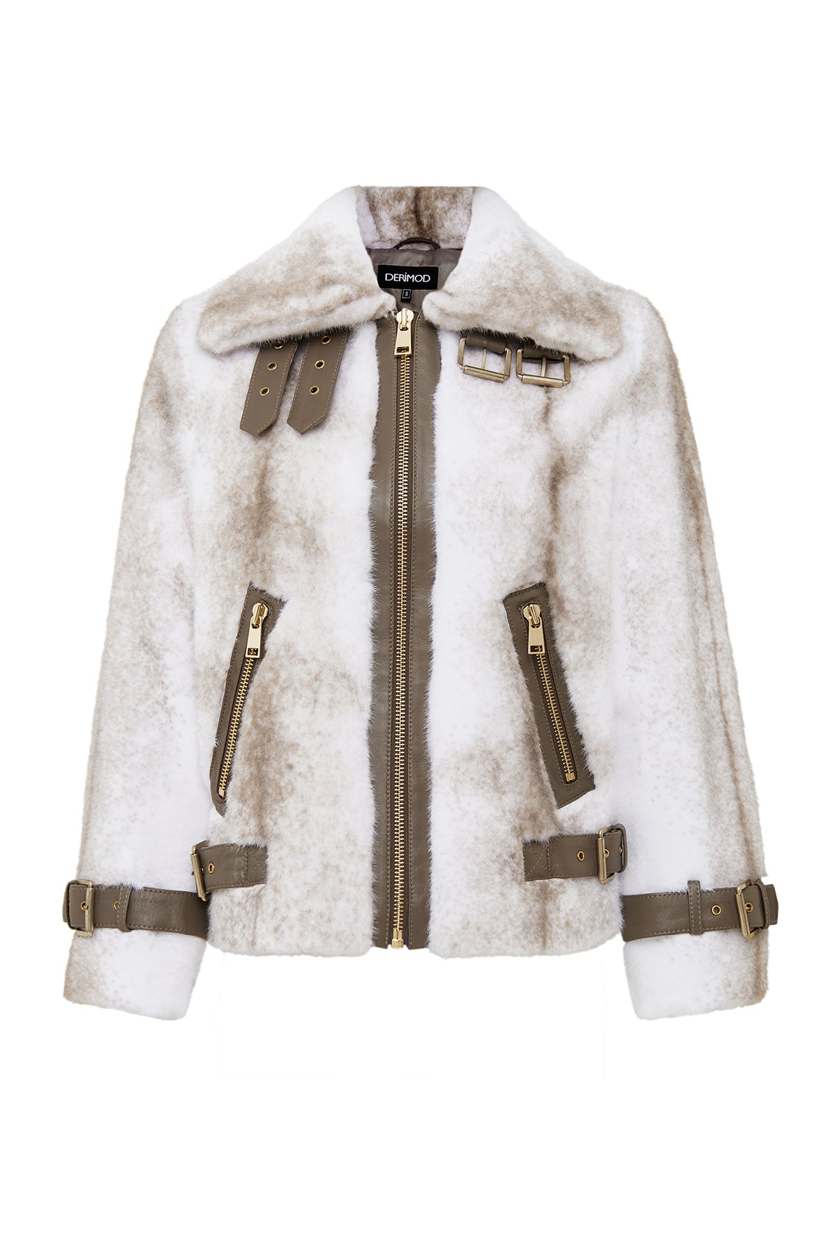 Anabel Women's White Teddy Leather Jacket 25WGD5952FF | Derimod