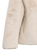 Malmö Women's Beige Round Neck Oversize Teddy Leather Jacket | Derimod