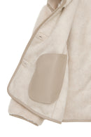 Malmö Women's Beige Round Neck Oversize Teddy Leather Jacket | Derimod